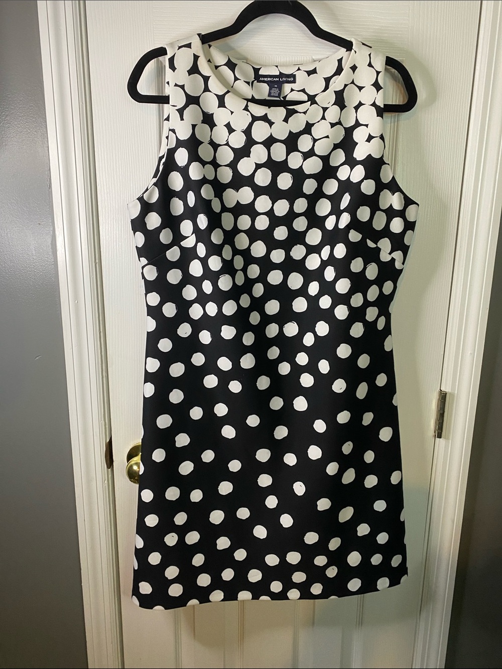 American Living Black and White Polka Dot Midi Dress Size16.